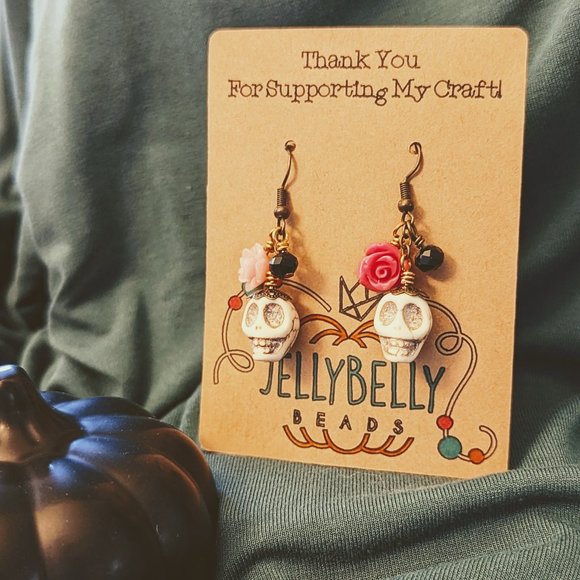 Dia De Los Muertos Skull Earrings - Pink Variant - Picture 1 of 1